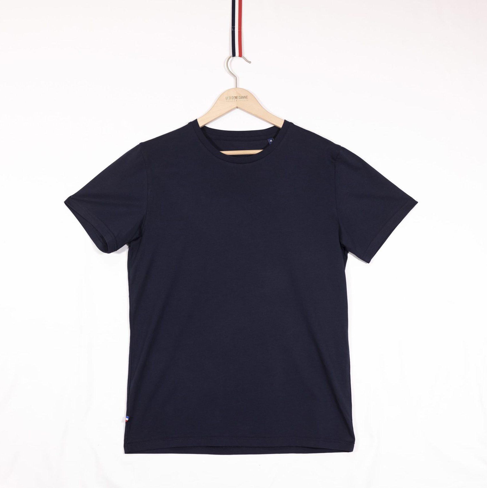 T-shirt à personnaliser pas cher couleur marine coupe standard mixte, tissu jersey coton bio et recyclé, fabriqué en France
