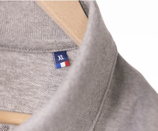 col polo alex gris détail étiquette made in france